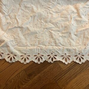 Crate & Barrel “The Land of Nod” Pink Embroidered Crib Skirt